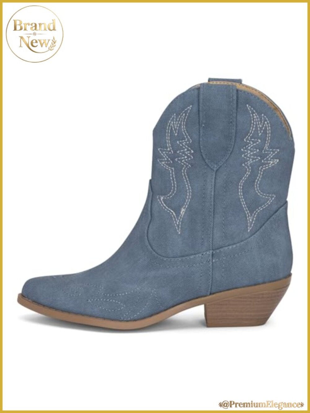 Pointed Toe Western Ankle Booties Embroidered Platform